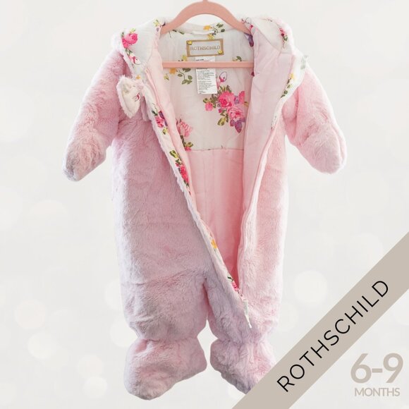 Rothschild Other - Rothschild Size 6–9M Pink Faux Fur Baby Bunting Suit